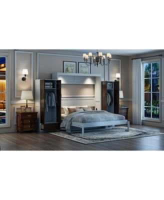Queen Size Murphy Bed Wall Bed with Closet Drawers and Table