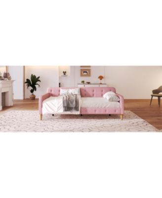 Twin Size Upholstered Daybed with 4 Support Legs