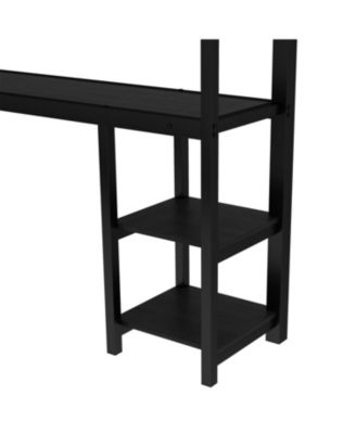 Queen Over Twin XL Bunk Bed with Desk LED & USB Black