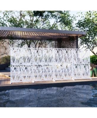 White Leaf Metal Privacy Screen 3.8x6ft