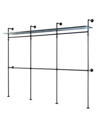 Industrial Pipe Clothing Rack w/ LED & Shelves