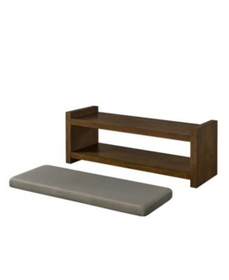 47" Accent Bench with Shoe Rack Padded Seat Removable Cushion - Granite