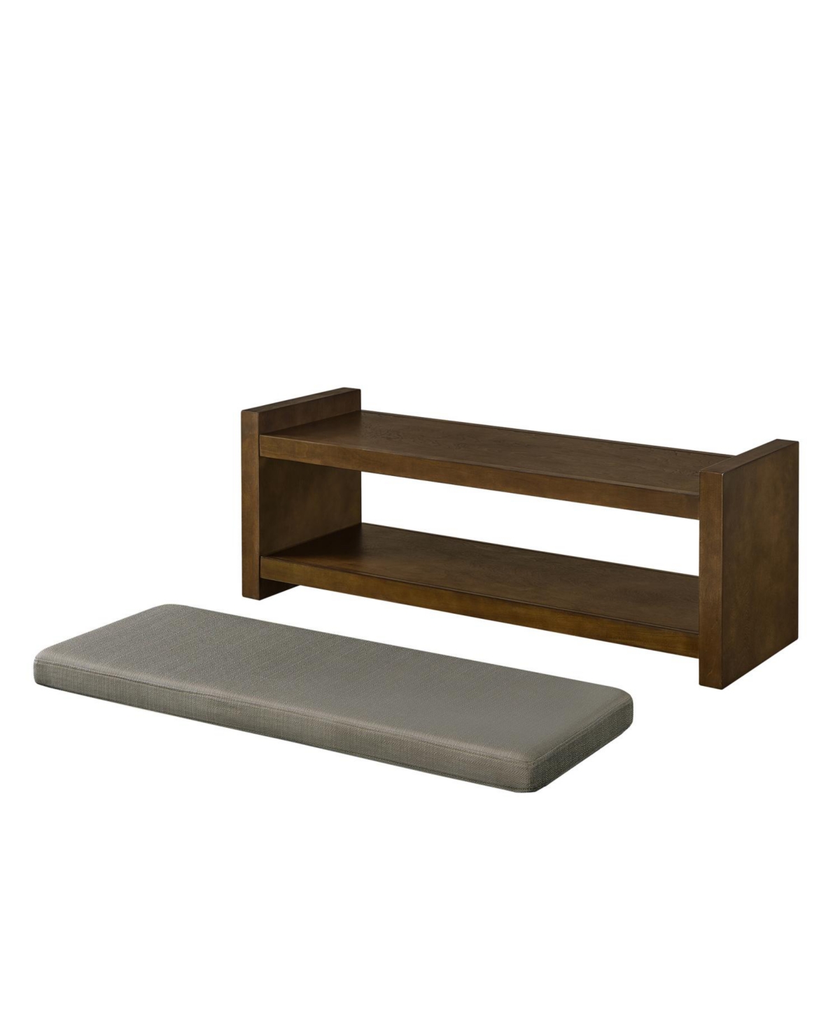 Streamdale Furniture 47" Accent Bench with Shoe Rack Padded Seat Removable Cushion - Granite