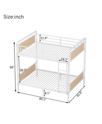 Twin XL Over Twin XL Metal Bunk Bed White
