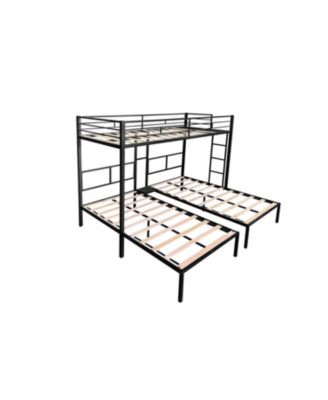 Triple Bunk Bed - Sturdy Metal Frame Wooden Slats