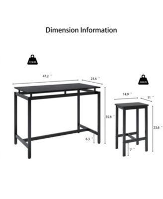 Black Bar Table Set with 4 Stools