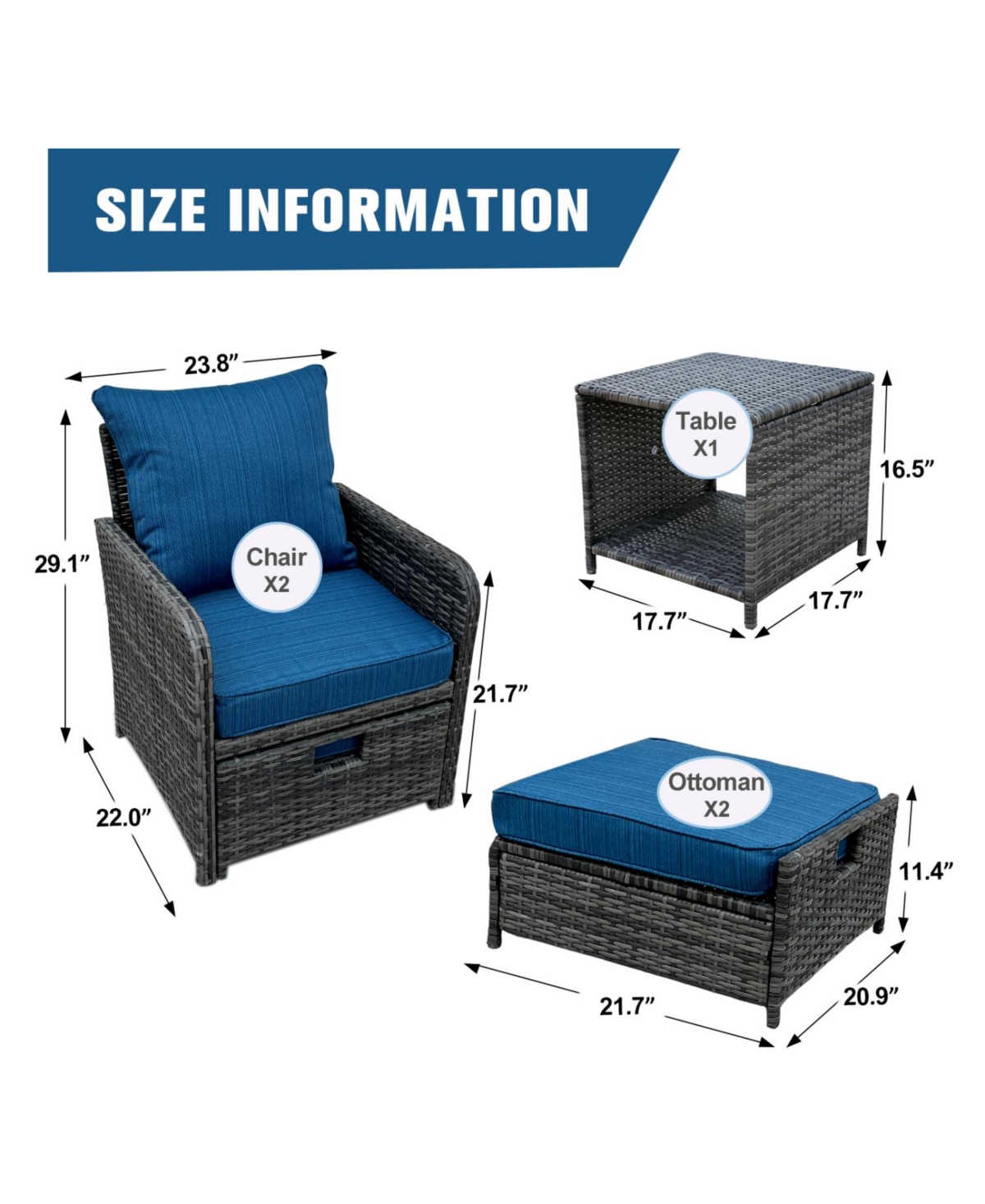 Streamdale Furniture Wicker Patio Furniture Set with Ottomans