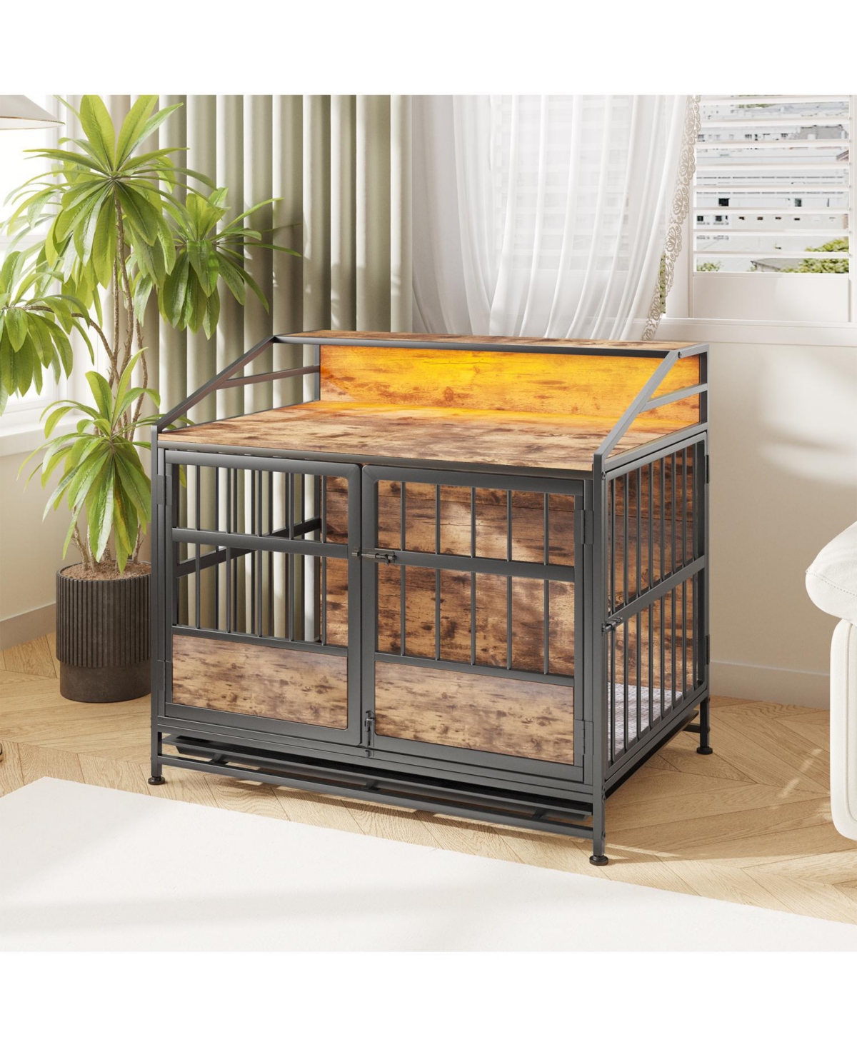 Streamdale Furniture Wooden Dog Crate Furniture with Storage - Brown