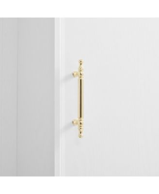 Streamdale 4-in-1 Hall Tree- 59" Wide, Golden Hooks, Walnut Bench, Adjustable Shelves, Black