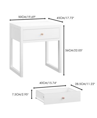 Modern White Nightstand with Drawer & Wood Knob