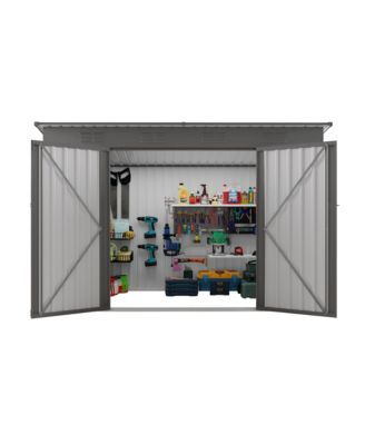 Streamdale 4x9 FT Outdoor Metal Garden Storage Shed with Sloping Roof & Vents - Gray