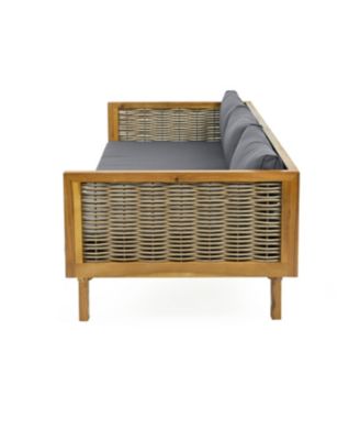 Streamdale Acacia Wood Outdoor Daybed with Rattan Armrests