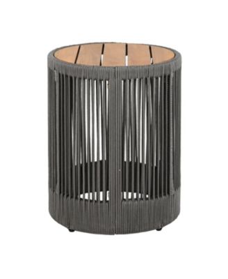 Streamdale Rattan Rope & Acacia Wood Side Table - Weather Resistant