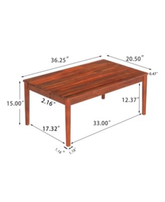 Rustic Acacia Wood Outdoor Coffee Table