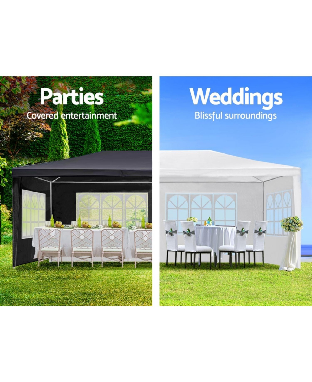 Streamdale 10x30' Wedding Party Canopy Tent with 8 Sidewalls - Black