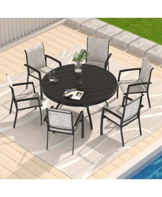 Streamdale Metal Outdoor Dining Chairs - Set of 2, Black Frame