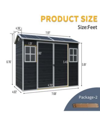 Streamdale 8x4 Outdoor Storage Shed, Two-Window, Double-Door, Black (W540S00046