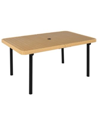 Streamdale 59" Outdoor Dining Table, Polywood Top, Umbrella Hole, Iron Legs