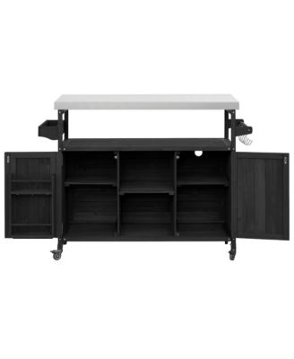 Outdoor Rolling Grill Table Bar Cart Kitchen Island