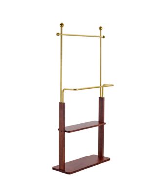 Golden Steel & Walnut Coat Rack - Double Layer, Cabinet, 68.9"