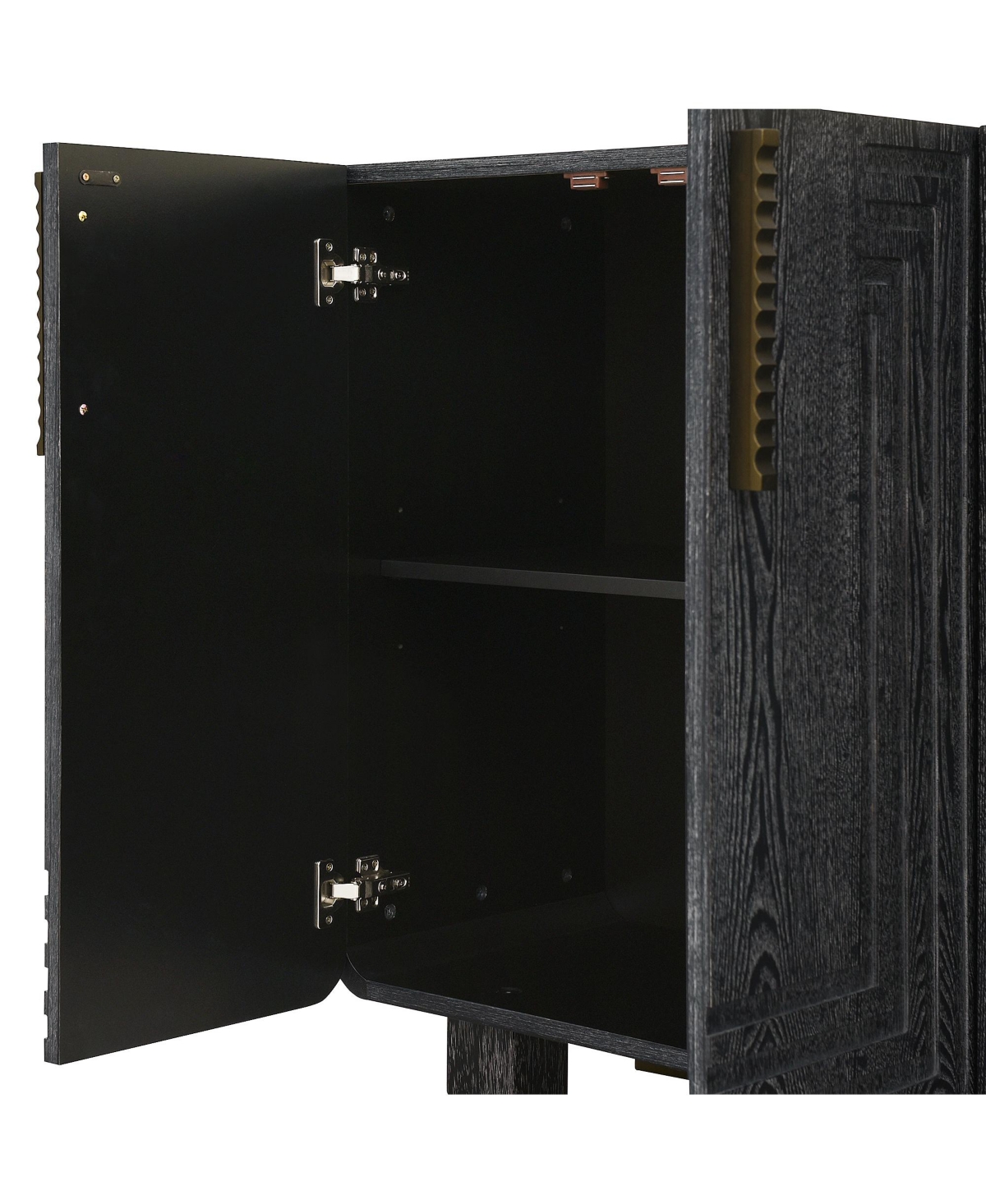 Streamdale Furniture 54" Retro Buffet Cabinet - 4-Door Fluted Sideboard