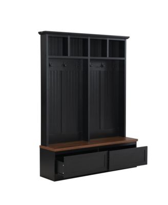 Streamdale Farmhouse 4-in-1 Hall Tree - Mudroom Coat Rack Bench with Drawers, Black