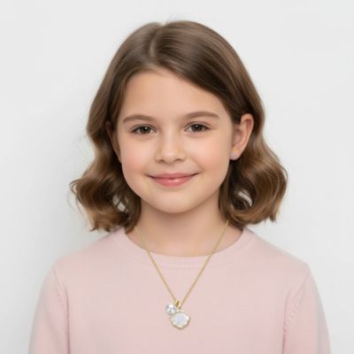 14K Gold Plated with Mother Of Pearl & Shell Pendant Necklace For Kids