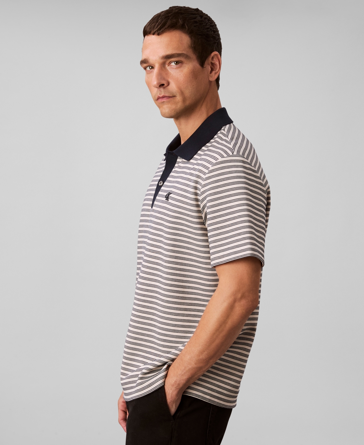 Calvin Klein Men's Ottoman Stripe Polo Shirt In Gray