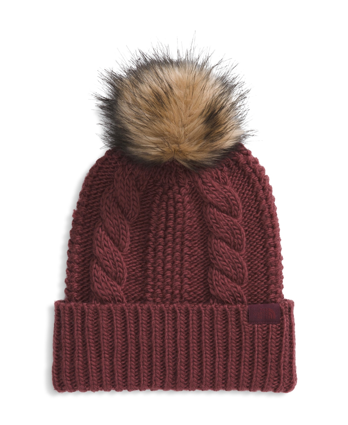 The North Face Women's Oh Mega Faux-fur Pom Beanie In Burgundy