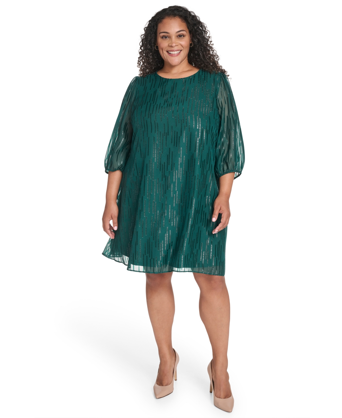 Calvin Klein Plus 3/4-Sleeve Shift Dress
