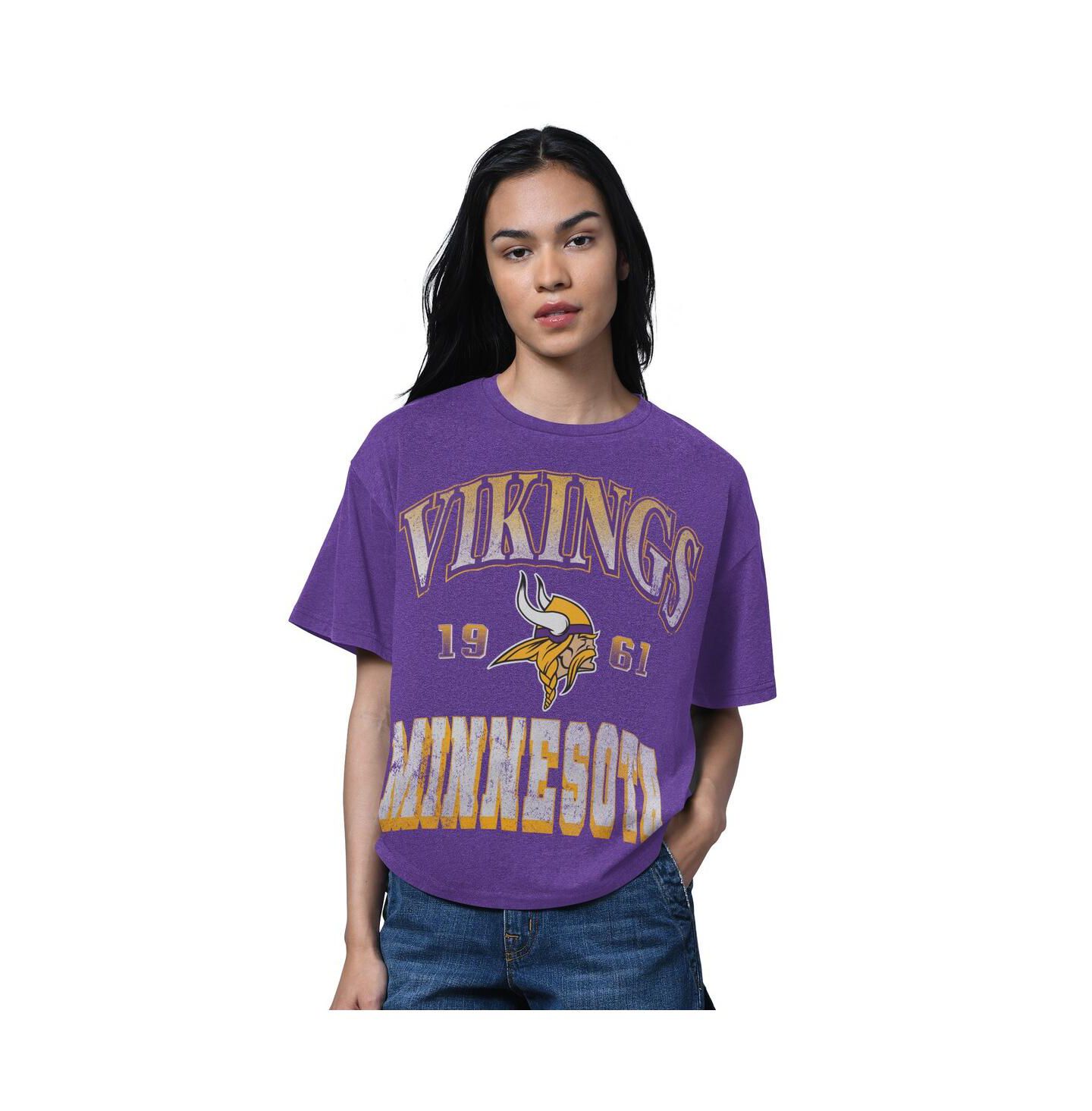 Женская футболка Starter Heather Purple Minnesota Vikings Oversized Hall of Fame — фото 1