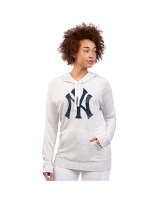 G-III 4Her by Carl Banks - Women's Oatmeal New York Yankees Pregame Pullover Hoodie