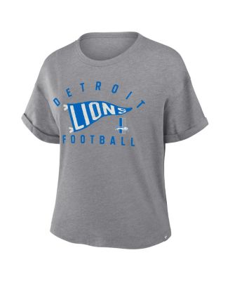 Women's Heather Gray Detroit Lions Pennant Wave Tribute Tri-Blend Boxy T-Shirt