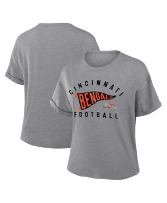 Fanatics - Women's Heather Gray Cincinnati Bengals Pennant Wave Tribute Tri-Blend Boxy T-Shirt