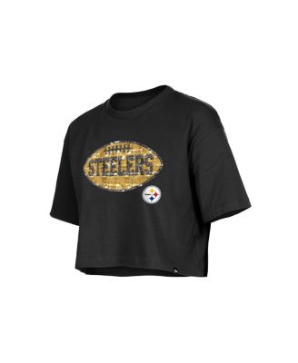 Girl's Black Pittsburgh Steelers Flip Sequin Boxy T-Shirt