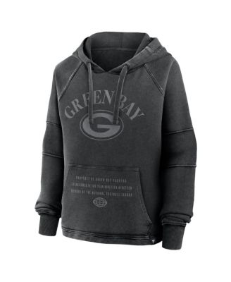 Women's Black Green Bay Packers Oversized Raglan Gridiron Hoodie