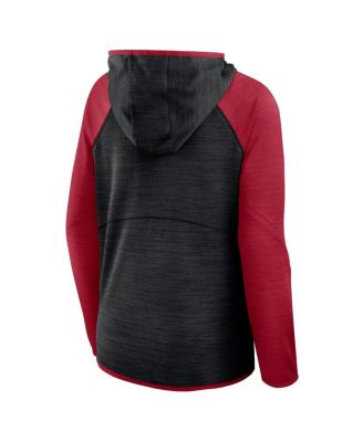 Women's Black/Red Atlanta Falcons Redzone End Around Pass Raglan Full-Zip Hoodie