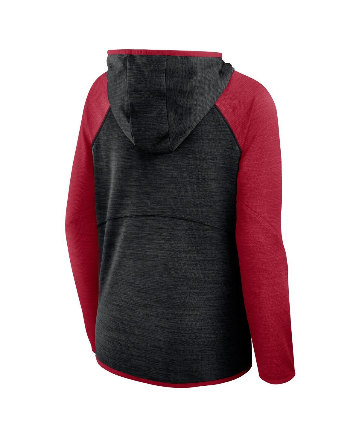 Fanatics Women's Black/red Atlanta Falcons Redzone End Around Pass Raglan Full-zip Hoodie In Black
