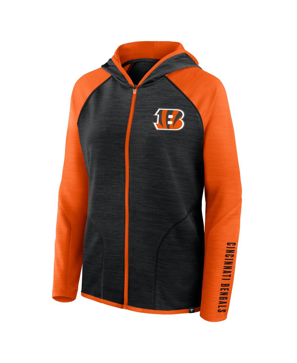 Fanatics Women's Black/orange Cincinnati Bengals Redzone End Around Pass Raglan Full-zip Hoodie In Black