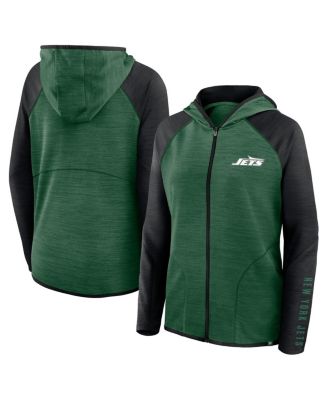 Fanatics - Women's Green/Black New York Jets Redzone End Around Pass Raglan Full-Zip Hoodie