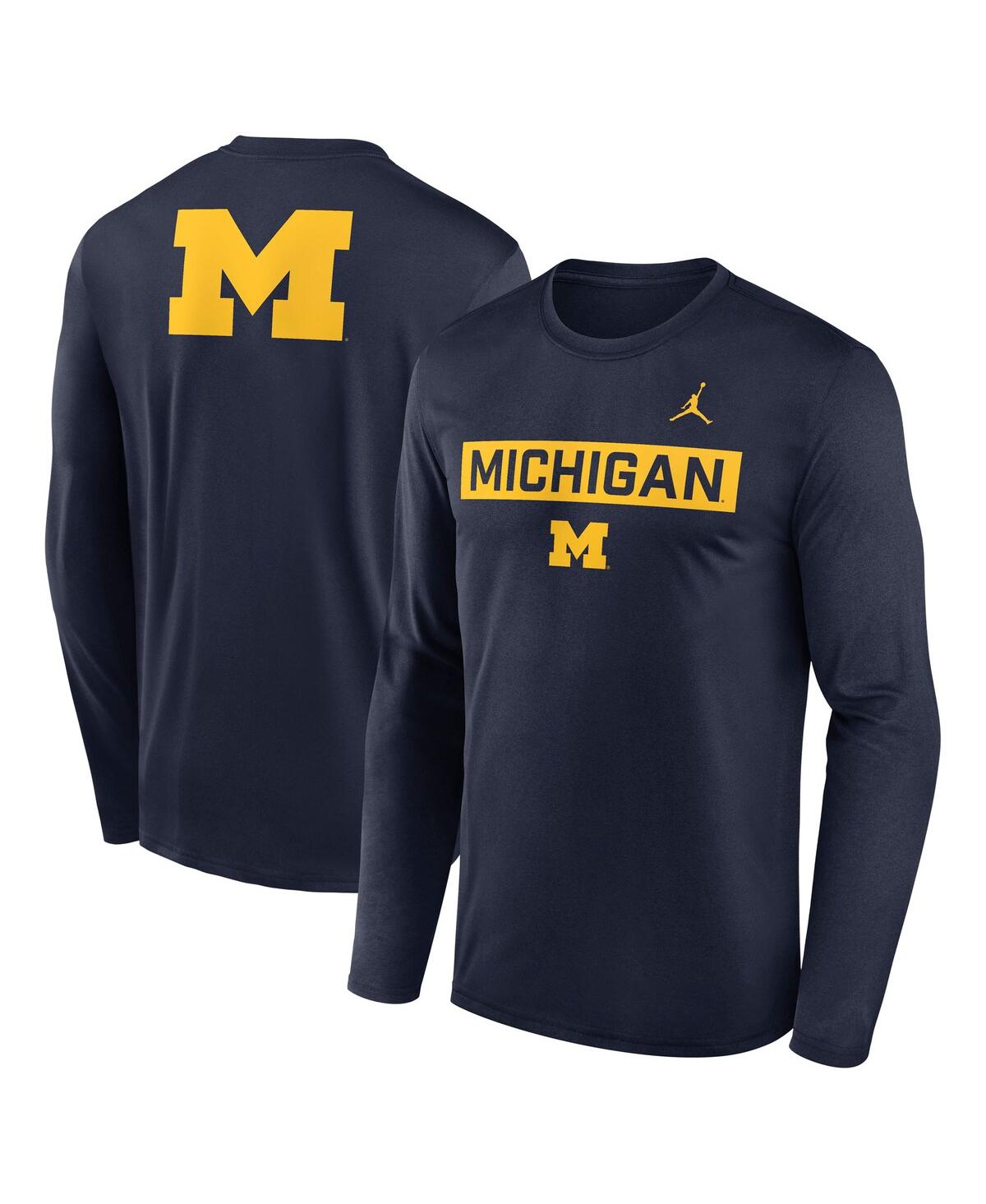 Jordan Men's Michigan Primetime Legend 2-hit  Brand Dri-fit College Long-sleeve T-shirt In Blue