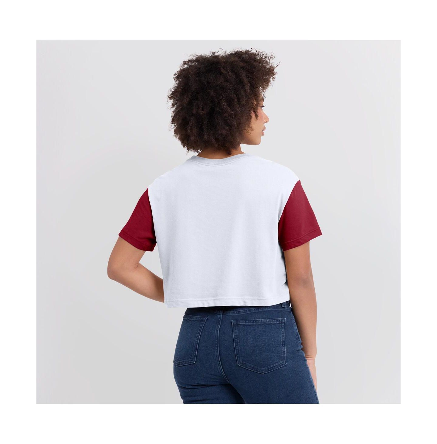 Женская футболка Jordan White/Crimson Oklahoma Sooners Color-Block Script Dri-FIT Cropped — фото 4
