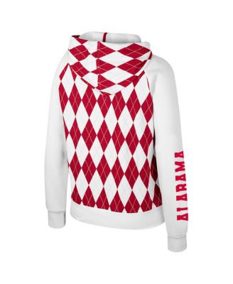 Women's White Alabama Crimson Tide The Dealio Argyle Full-Zip Jacket