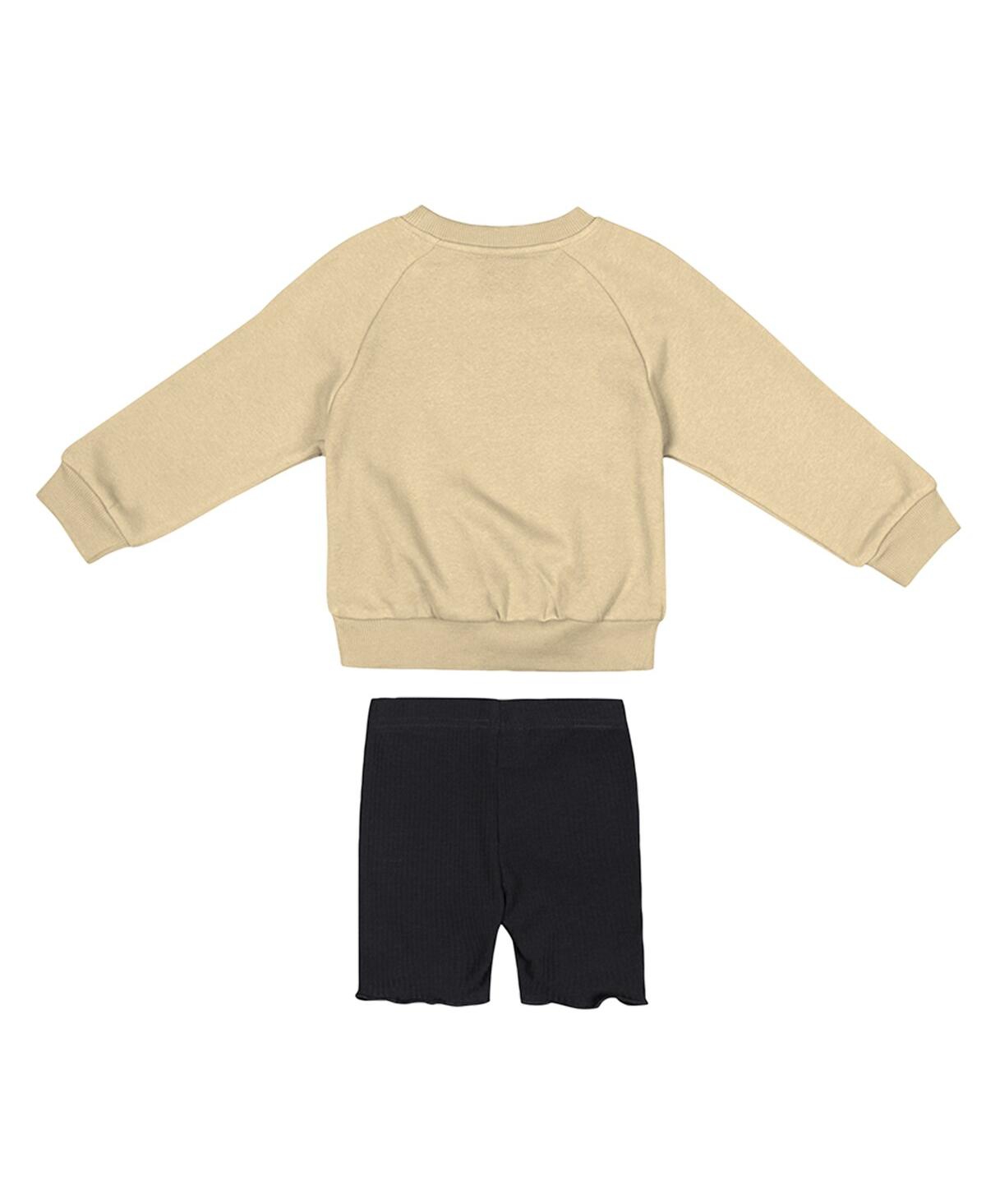 Colosseum Girls 2-piece Toddler Gold/black Purdue Boilermakers Beta Fleece Sweatshirt And Shorts Set In Multi