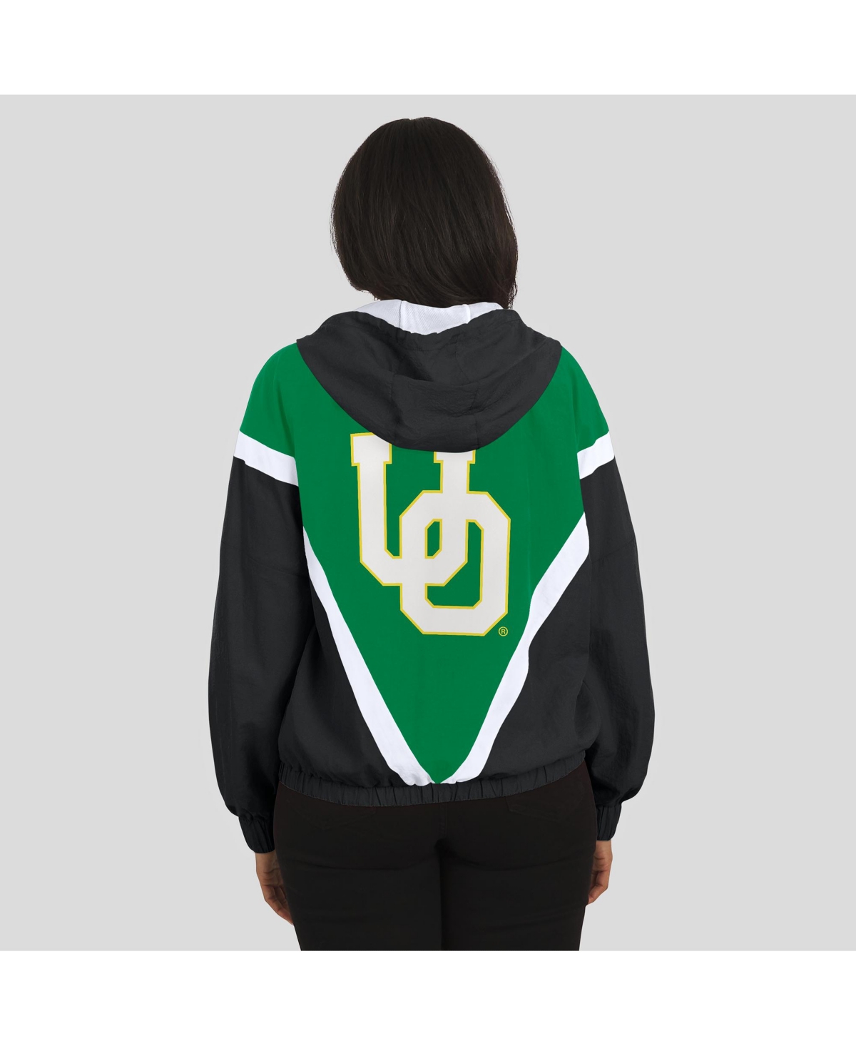 Wear By Erin Andrews Women's Green/black Oregon Ducks Color Block Full-zip Windbreaker Jacket In Multi