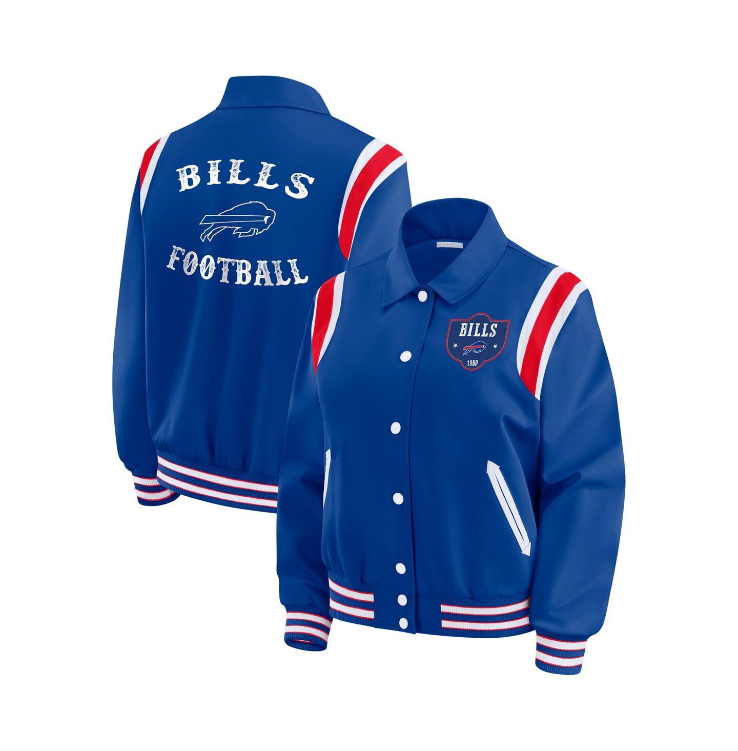 Женская куртка WEAR by Erin Andrews Royal Buffalo Bills Varsity Lightweight Full-Snap — фото 1