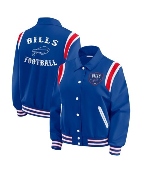Женские куртки WEAR by Erin Andrews Women's Royal Buffalo Bills Varsity Lightweight Full-Snap Jacket