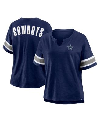 Fanatics - Women's Navy Dallas Cowboys Redzone Bling Stripe Sleeve Notch Neck T-Shirt