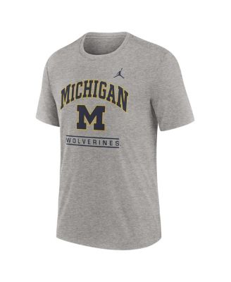 Men's Heather Gray Michigan Wolverines Arch Over Logo Tri-Blend T-Shirt