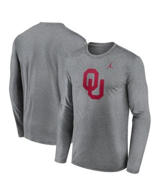 Jordan - Men's Heather Gray Oklahoma Sooners Primetime Primary Legend Long Sleeve T-shirt